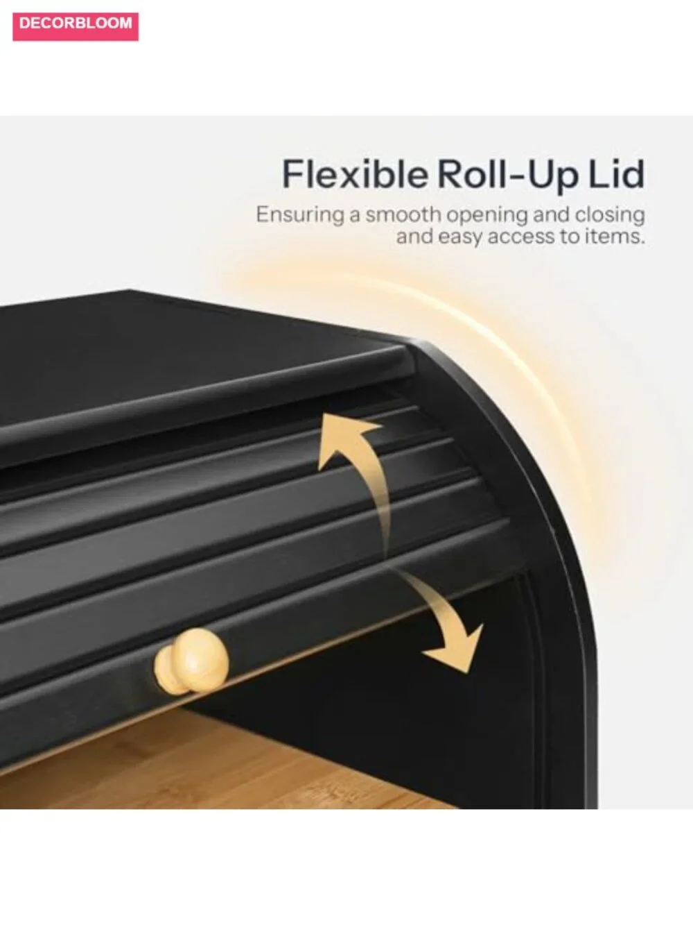 Bamboo 2-Tier Roll-Top Bread Box for Kitchen Countertop